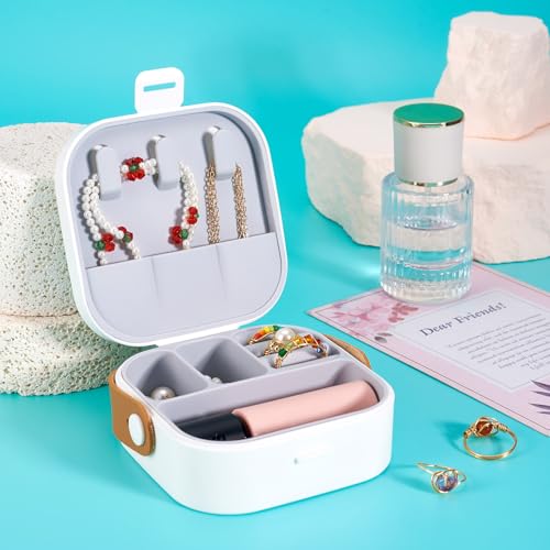 Silicone Jewelry Boxes Present Box,PU Leather Travel Jewelry Case,Mini Jewelry Box Travel Jewelry Box Jewelry Gift Boxes Necklaces Earrings Bracelets Boxes for Women,White - color: White