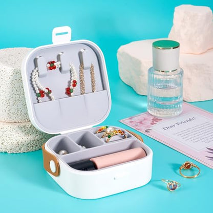 Silicone Jewelry Boxes Present Box,PU Leather Travel Jewelry Case,Mini Jewelry Box Travel Jewelry Box Jewelry Gift Boxes Necklaces Earrings Bracelets Boxes for Women,White - color: White