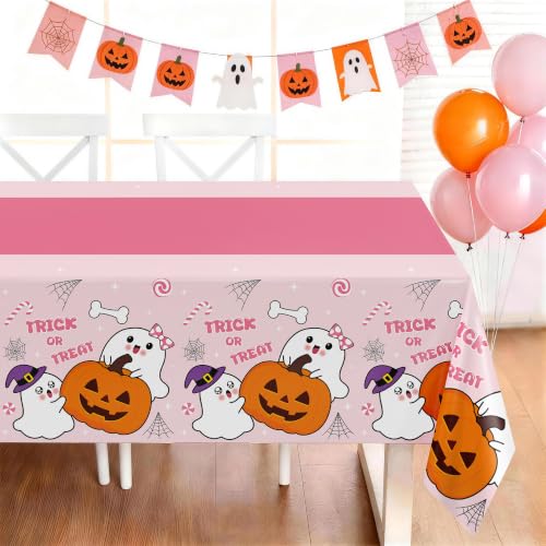Childom 3 Pack Halloween Tablecloth Rectangle Table,Halloween Decorations - color: Halloween Pink