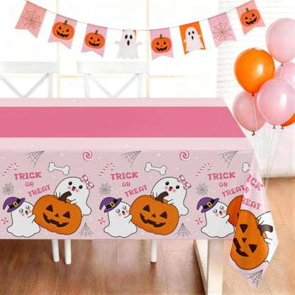 Childom 3 Pack Halloween Tablecloth Rectangle Table,Halloween Decorations - color: Halloween Pink