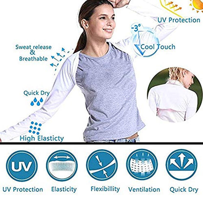 Women Anti-UV Cooling Shawl UV Protection Arm Sleeves Sun Protector for Golfing Riding Running Outdoor Activities - color: Blue