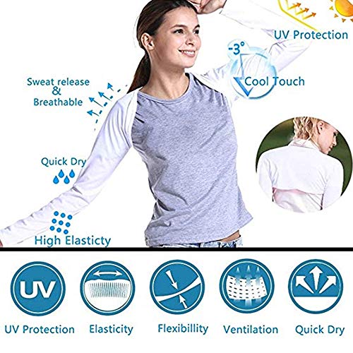 Women Anti-UV Cooling Shawl UV Protection Arm Sleeves Sun Protector for Golfing Riding Running Outdoor Activities - color: Camel