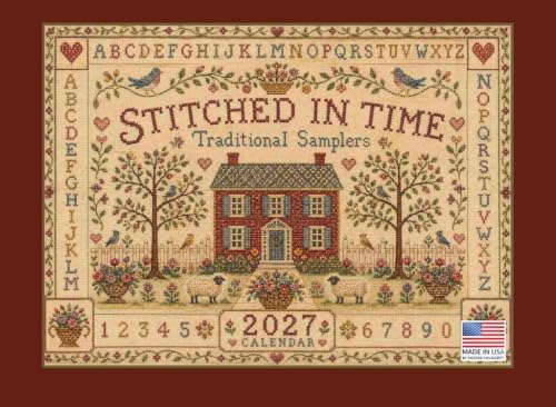 Stitched in Time Embroidered Sampler Artwork Wall Calendar 2027 - color: Embroidery