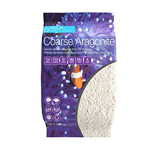 AquaNatural Coarse Aragonite 20lb for Reef, Saltwater and Marine Aquariums, Sand
