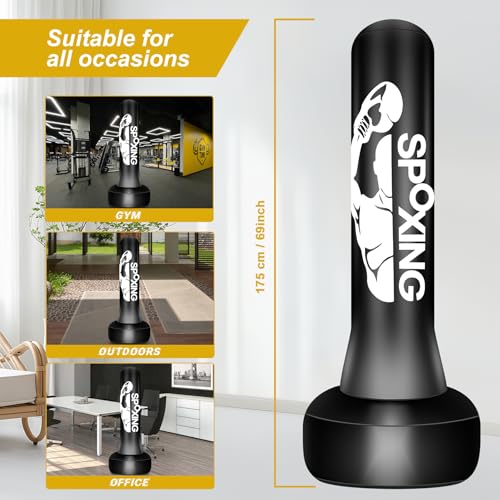 Heavy Punching Bag with Stand for Adults, 70" Freestanding Punching Bag with Boxing Gloves and Electric Air Pump, Inflatable Boxing Bag for Men Women Teens Training MMA Thai Fitnessers