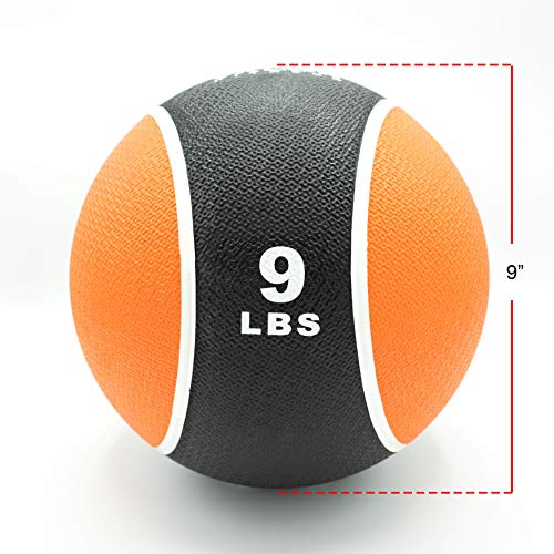 Valor Fitness 무게감 있는 의료용 볼 휴대용 고무 중간 볼 무게 코어 밸런스 복부 운동 장비 홈 체육관 운동 - color: 4.1kg(9파운드) 메디신 볼