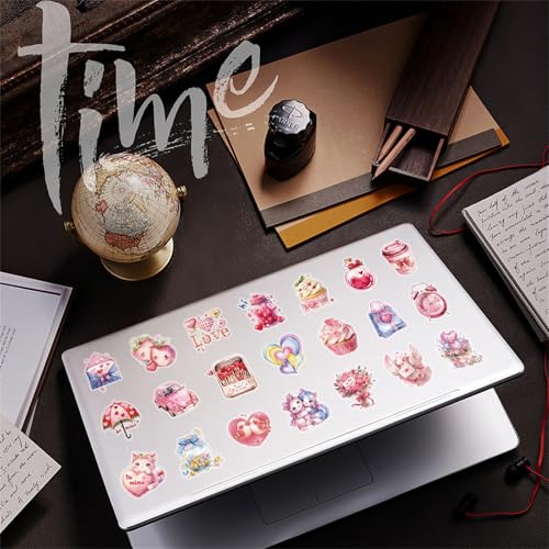 50pcs Valentine's Day Transparent PET Stickers Kawaii Pink Valentine Stickers Sweet Confession Sticker for Scrapbook Journaling Card Waterproof Romantic Love Sticker for Teens and Adults (pinkVD) - color: Pinkvd