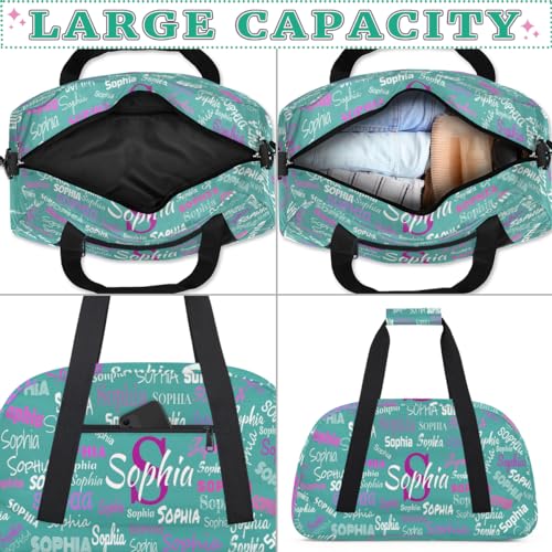 Custom Name Sports Dance Duffel Bag, Perform Bag, Dark Turquoise Blue | Personalized Gym Cheerleading Carry-On Fitness Travel Weekender Tote - color: Color 10