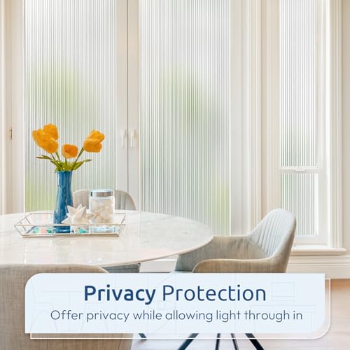 rabbitgoo Reeded Glass Window Privacy Film, Non Adhesive, 35.4" x 118.1" - color: Reeded, size: 35.4" x 118.1"