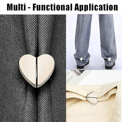 Ouliget Heart-Shaped Seamless Magnetic Buckle,No Sewing Detachable Curtain Closure,Multi-Use Pinless Magnetic Pins Headscarf Clips for Scarves Dress DIY Craft,10 Pairs
