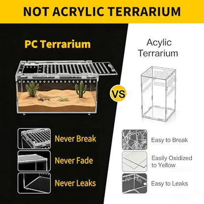 Reptile Growth Small Reptile Terrarium,Tarantula Enclosure with Magnetic Button, 8"x 6" x4" Lizard Enclosure,Reptile Breeding Tank,Spider Starter Cage,Frog Container. - size: 8" * 6" * 4"