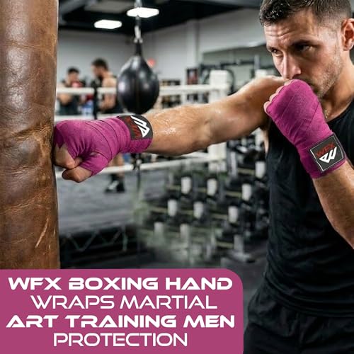 WFX Boxing Hand Wraps 3.5 4.5 Meter Martial Arts Bandages Inner Gloves Wrist Support Straps Punching Under Hand Knuckles Heavy Elasticated Training Bag Mitts Muay Thai - color: Pink, size: 4.5 M
