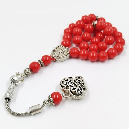 ALBASHAN Tasbih Red stone 33 45 66 99 prayer beads misbaha Women jewelry muslim bracelet arabic islamic accessoires - size: 12mmx66beads