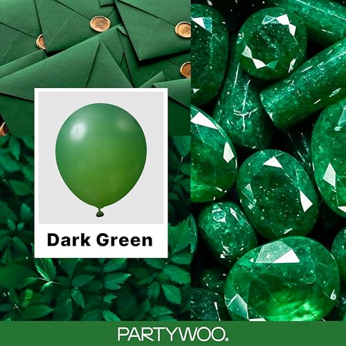 PartyWoo Dark Green Balloons 128pcs Emerald Hunter Forest Green Color - color: Green-y56