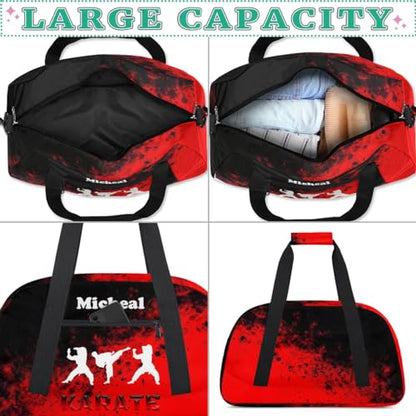 Personalized Martial Art Bag Duffel Bag for Girls, Custom Taekwondo Karate Bag Overnight Bags for Travel Weekender Practice Fighters - color: Option 4