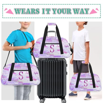 Custom Dance Bag Girls, Duffel Bag Women, Purple Marble Texture | Personalized Name Gymnastics Barrel Ballet Sport Cheerleader Bag - color: Color 19