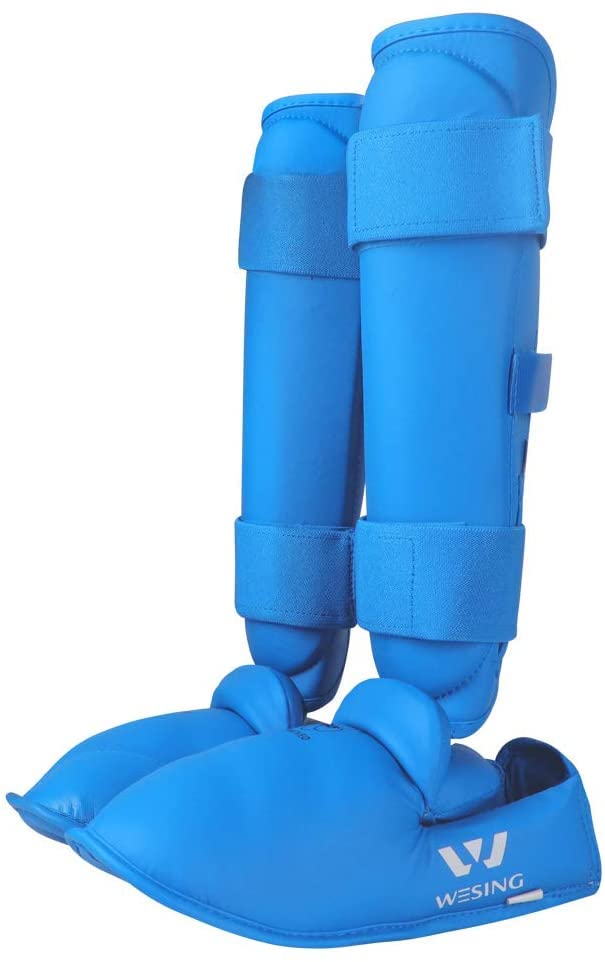 Wesing Karate Shin Instep Guard WKF Karate Shin Pad - color: Blue, size: Large