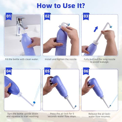 Hibbent Portable Bidet Sprayer and Travel Bidet with Hand Held Bidet Bottle for Personal Cleansing Use Extended Nozzle - Personal Hygiene Care Toilet Bidet Shower/Bathroom Bidet Spray -21.8oz(620ml) - color: Purple, style: 620ml