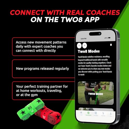 Two8 Bandz Fabric Resistance Bands with Handles and AI Coaching App | Multi-Loop Workout Band for Stretching, Mobility, and Strength Training, Adjustable Resistance Bands for Working Out