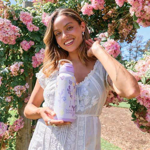 BOTTLE BOTTLE 32oz Insulated Water Bottle with Pill Box | Stainless Steel,Sport Water Bottle, with Straw Dual-use Lid and Pill Box, Design for Gym - color: Purple Grown