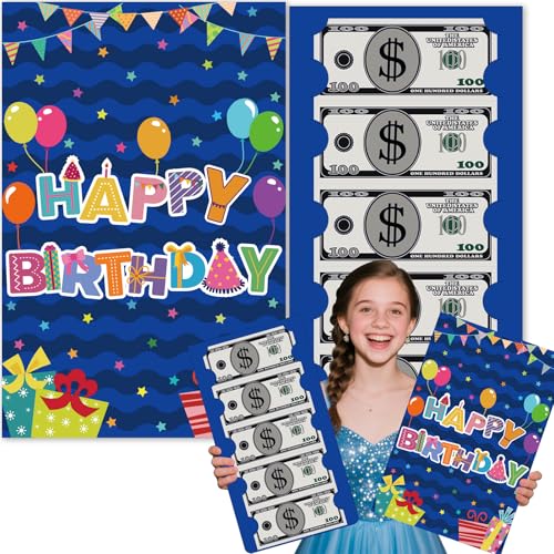 Extra Large Birthday Envelope Money Holder Gifts with Bill Slots and Card Slots, 14x9 Inch Oversize Surprise Birthday Gift Cash Card Holders for Kids Adults, Fun Ways to Give Money Ideas - color: Dark Blue Oversize Envelope