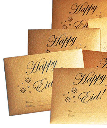 Zaffron Eid Holiday Golden Mini Gift Envelopes for Gift Cards (2.7 x 3.7 inches, 10 pack)