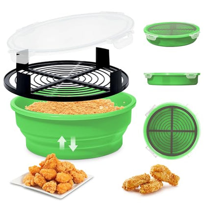 Collapsible Batter Bowl - Breading Bowl Shaker with Lid , Grass Green - color: Grass Green