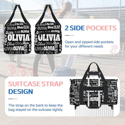 Custom Gym Dance Bag Full Names, Personalized Black Sports Bag | for Teens Waterproof Weekender Carry Practice Travel Tote - color: Black