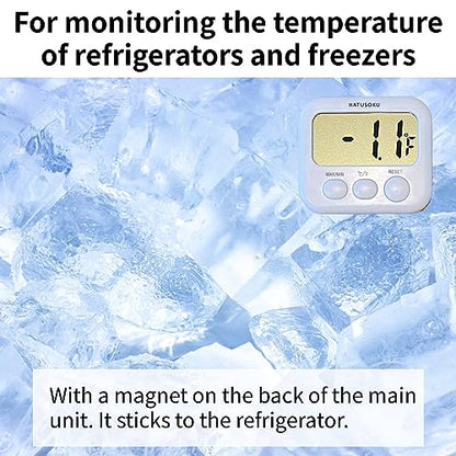 HATUSOKU Digital Thermometer with External Sensor, Magnet, Suction Cup, Water Thermometer, Aquarium, Refrigerator, Freezer (White) - color: White