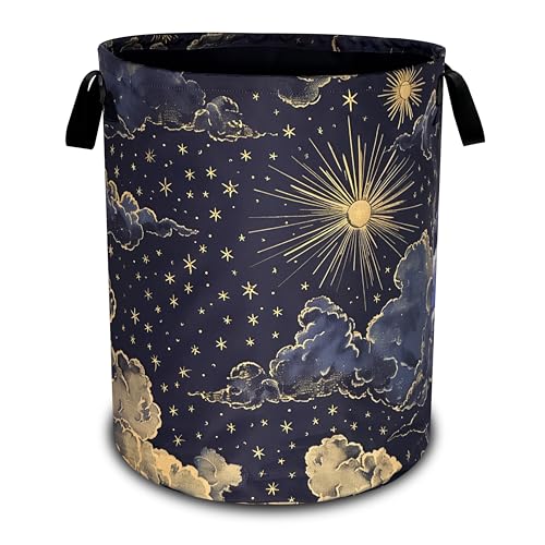 Beautiful Sun Stars Moon Laundry Basket Oxford Cloth Clouds Laundry Hamper - color: Beautiful Sun Stars Moon
