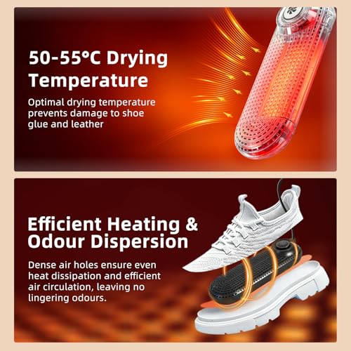Electric Boot Dryer, Shoe Warmer with IC Controller, Footwear Travel Dryers Silent with 3/6/9 Hours Timer - color: Black Pro