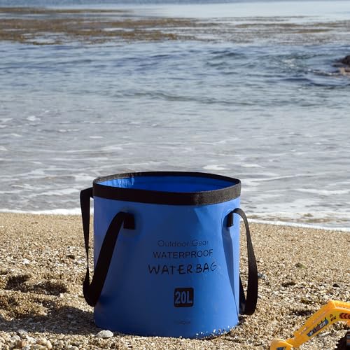 Collapsible Bucket 5 Gallon, Multifunctional Portable Folding Bucket Water Container Wash Basin for Camping Fishing Hiking Traveling Backpacking Outdoor Survival Gardening Car Washing - color: Blue