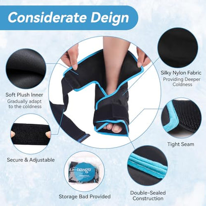 NEWGO Ice Pack Foot Ankle Ice Pack Wrap for Plantar Fasciitis, Foot Surgery Recovery, Hot Cold Therapy Ice Boot for Bunions, Ankle Injury, Swelling, Burning Feet - 2 Pack Black - color: Black-2 Pack
