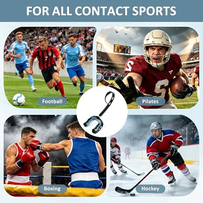 Football Mouth Guard, 2Pack Youth Mouth Guard Soft Mouthpiece with Case, Professional Sports MouthGuard for Boxing, Hockey, Basketball, Lacrosse(Black&Blue)