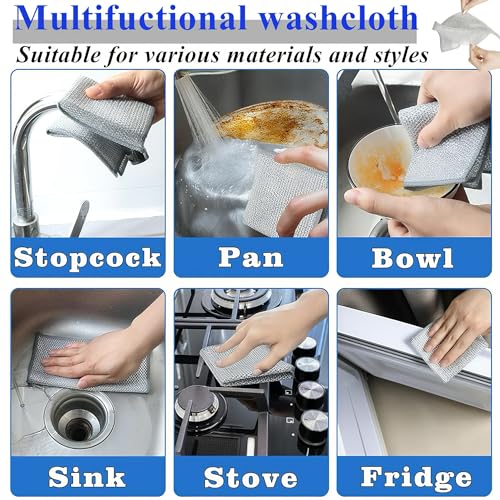 16Pcs Crevice Cleaning Brush Set, Hard Bristle Gap Cleaning Brush for Bathroom Window Tracks, Deep Cleaning Tools Kit with Wire Detail Brushes & Non-Scratch Wire Dishcloths for Kitchen