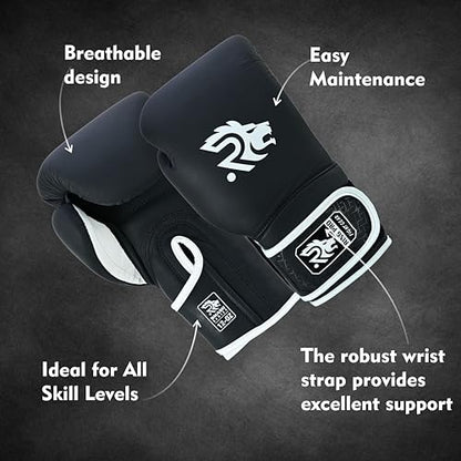 Smash Series Boxing Gloves for Men and Women Leather Training Sparring Gloves 10 oz 12 oz 14 oz 16 oz Kickboxing MMA Muay Thai Heavy Bag - color: Black, size: 16 oz