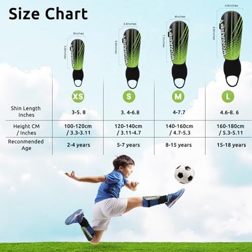 Shin Guards Soccer Youth Kids - Shin Guard for Toddler Boys Girls Teenagers 2-18 Years Old with Ankle Sleeves Protection - Football Shin Pads Equipment with Adjustable Strap - color: Green, size: Small