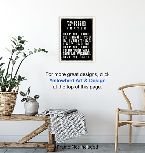 Christian Wall Art For Men LARGE 11x14 - Inspirational Bible Verse Print Sign - Religious Gifts for Him - Motivational poster - Scripture - Man cave, Office, Church Decor - Christianity Art Decoration - size: 11"L x 14"W, style: Unframed