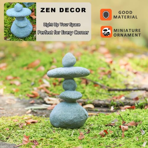 6 PCS Mini Zen Garden Accessories, Miniature Garden Bridge Foo Dogs Torii Gate Sandstone Figurines Meditation Zen Decor Japanese Fish Tank Terrarium Decorations Plant Pots Bonsai Craft Decor (M) - style: Garden