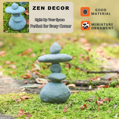 6 PCS Mini Zen Garden Accessories, Miniature Garden Bridge Foo Dogs Torii Gate Sandstone Figurines Meditation Zen Decor Japanese Fish Tank Terrarium Decorations Plant Pots Bonsai Craft Decor (M) - style: Garden