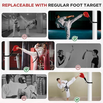 Seenelling Taekwondo Kick Pads Boxing Pads Taekwondo Karate Sparring Gear Boxing Paddles Kicking Targets Martial Arts Training Equipment with Mounting Bracket for Youth Men - color: Red, size: 1 Kicking Target