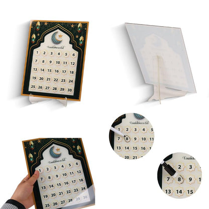 Ramadan Mubarak Advent Calendar Arylic Countdown Calendars Home Decor,Write by Hand Eid Decorations/Ramadan Decorations for Home,Ramadan Ornament Kids Gift (G)