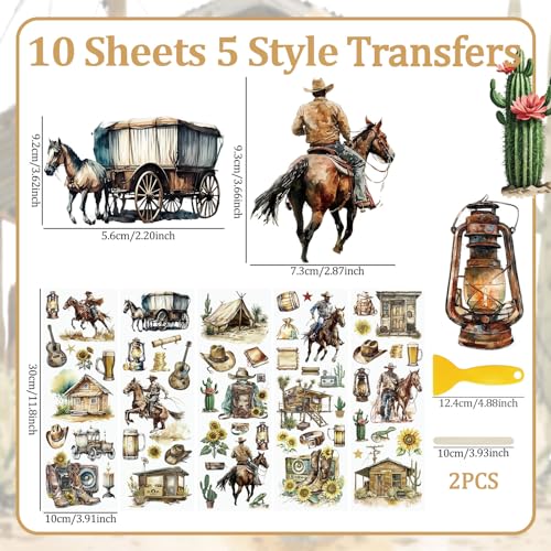 WANDIC 10 Sheets Rub On Transfer Sticker, Retro Shepherd Carriage Pattern Stickers Waterproof Transfer Decals for DIY Scrapbooking Photo Albums Furniture,11.8 * 3.9in - color: Retro Shepherd Carriage