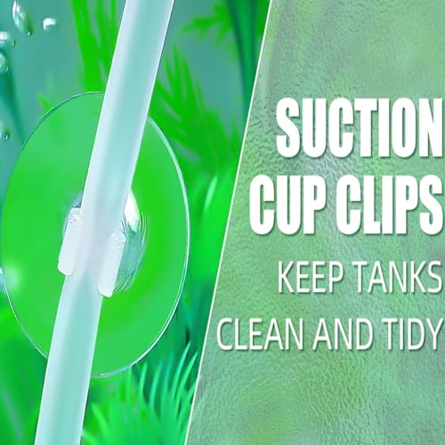 AQUANEAT Aquarium Suction Cups, for Fish Tank Airline Tubing, with Clips 3/16" air Hose Holder, 24pcs (Clear) - color: Clear