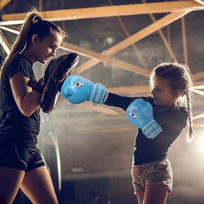Kids Boxing Gloves, Youth Boxing Training Gloves for Kids 3-9 Year Boys and Girls, 4&6OZ Fighting Gloves, Punching Bag Kickboxing Thai Mitts MMA Training Sparring Gloves - color: Blue, size: 6OZ