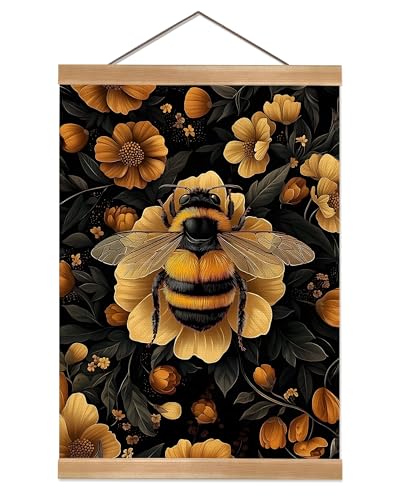 Vintage Country Bees Poster, William Morris-Inspired Wall Art Decor, Vintage Hanging Wall Painting Insect Buck Art, Mid-Century& Dark Academia Decor, Gothic Canvas Poster for Oficce and Home(Bees-01) - color: Bees-01