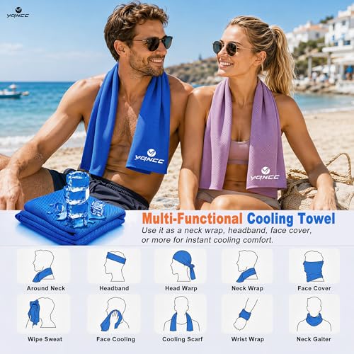YQXCC 4 Pack Cooling Towels (40"x12"), Cool Neck Towel, Soft Breathable Microfiber for Gym, Yoga, Golf, Running, Camping & Summer Outdoor Activities - color: 2 Dark Gray + 2 Dark Blue