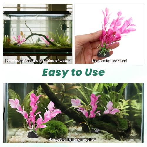 2 Pcs 4 Inch Small Aquarium Plants for Betta Fish Tank, Fish Tank Decorations Aquatic Water Grass Plastic Artificial Plant Reptiles Plants