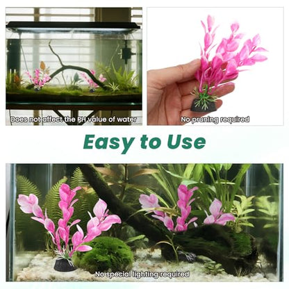 2 Pcs 4 Inch Small Aquarium Plants for Betta Fish Tank, Fish Tank Decorations Aquatic Water Grass Plastic Artificial Plant Reptiles Plants