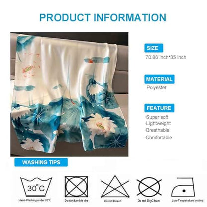 Xyueanlo Scarfs for Women Lightweight Scarves Fashion Print Floral Pattern Head Scarf Wraps Shawls - color: Flower White Blue